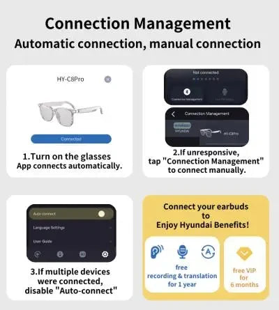 HYUNDAI HY-C8 AI Smart Glasses with Bluetooth Earphones