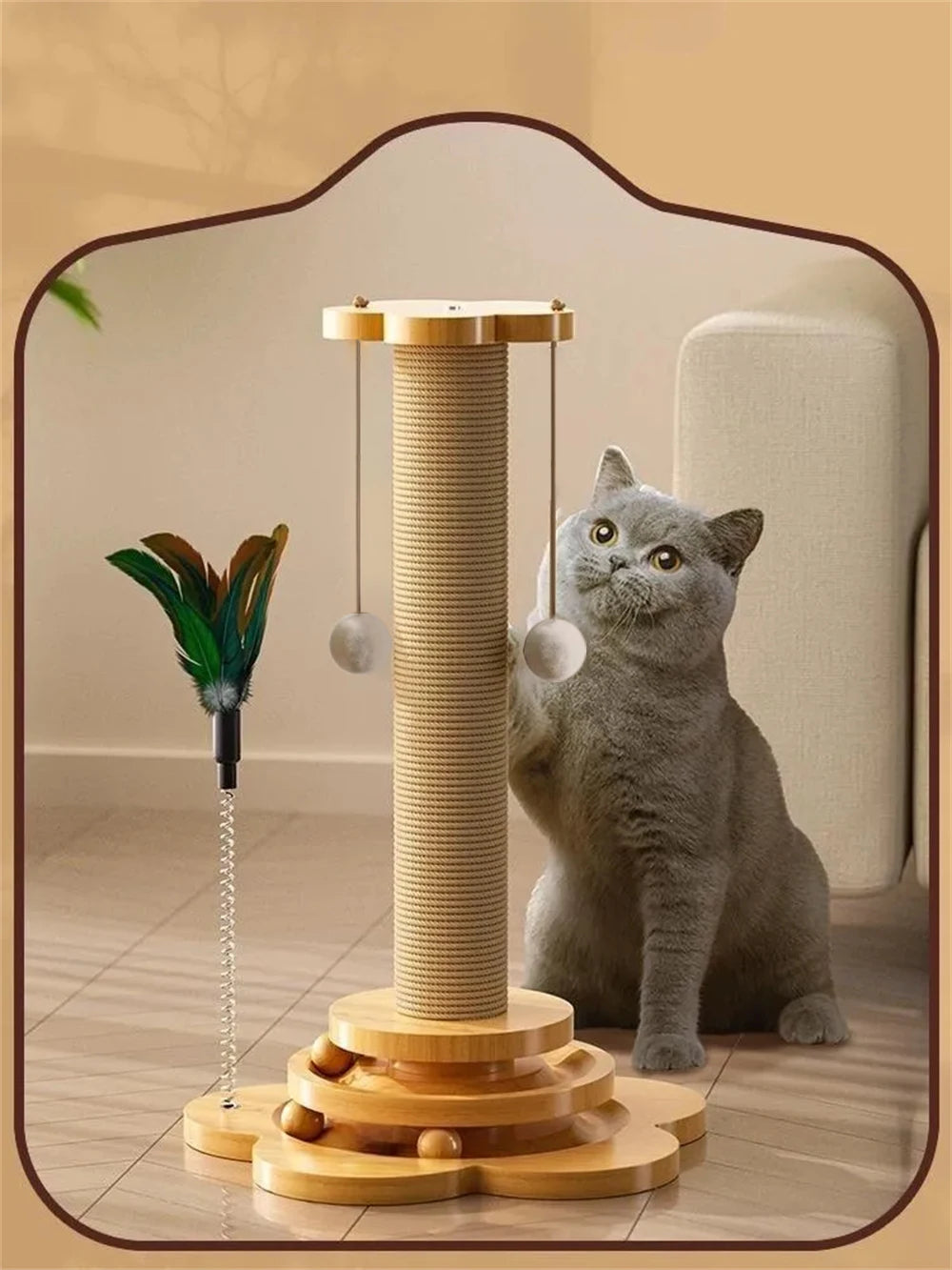 Wooden Cat Turntable Toy – Scratching & Play