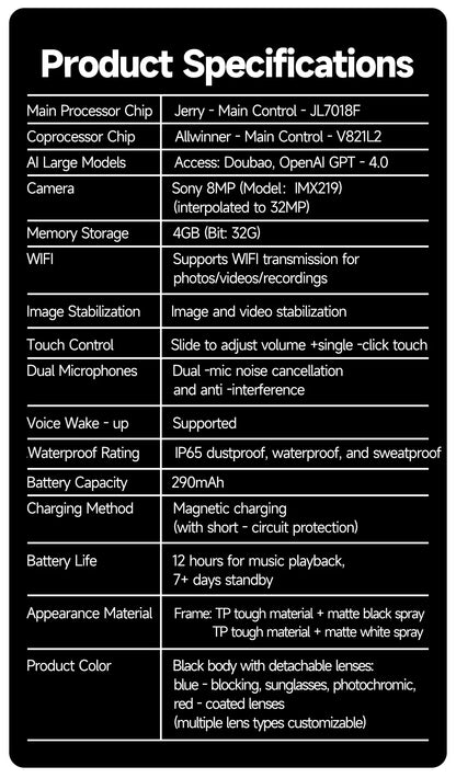 AI Smart Glasses with Camera, Calls & Translation