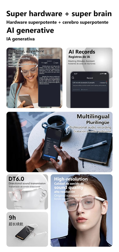 HYUNDAI HY-C8 AI Smart Glasses with Bluetooth Earphones