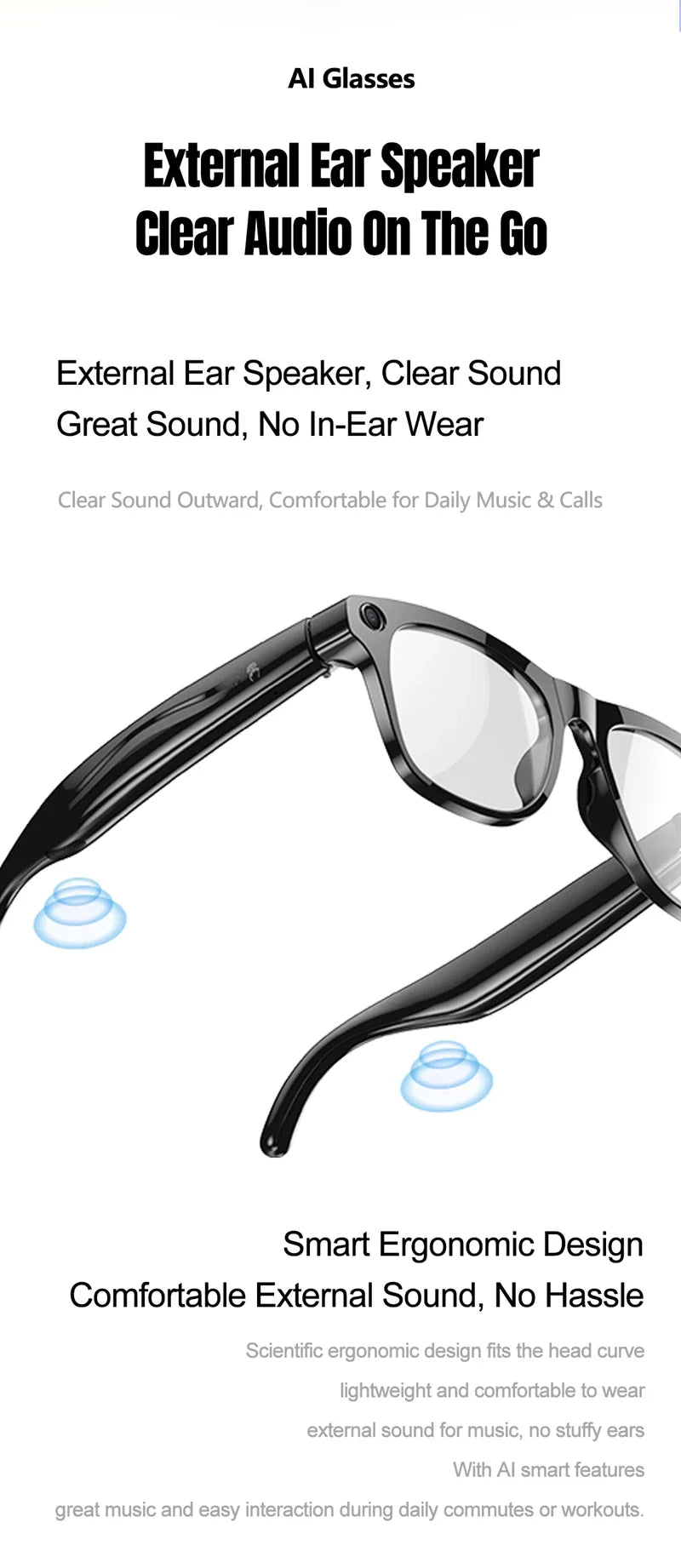 4K AI Smart Glasses with Camera & Bluetooth Calls