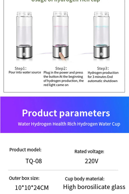 Portable Hydrogen Water Bottle – Ionizer for Daily Use