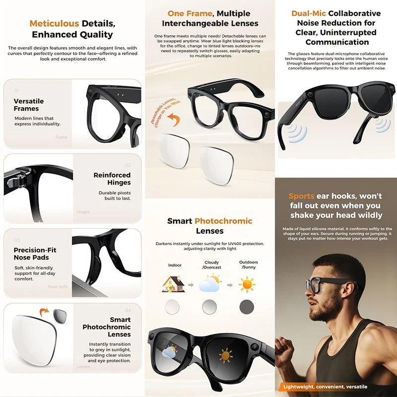 4K AI Smart Glasses with Camera & Translation