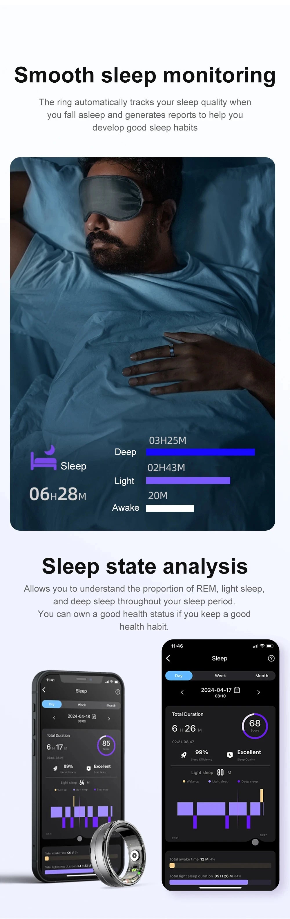 Smart Ring with Heart Rate & Sleep Monitor