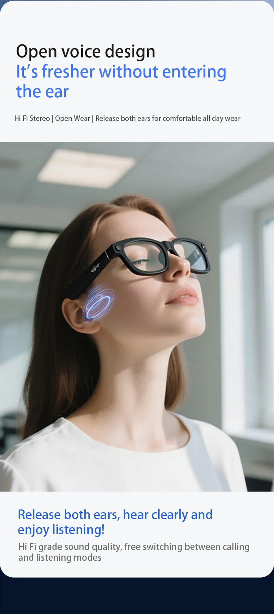 AI Smart Glasses with 2K Camera & Bluetooth Calling