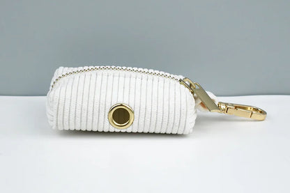White Corduroy Dog Collar & Leash Set – Custom Nameplate