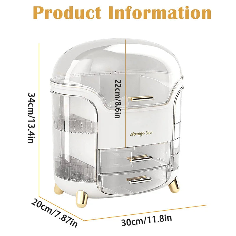Cosmetic Storage Box – Lid & Drawers, Waterproof & Dustproof