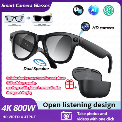 4K AI Smart Glasses with Camera & Translation