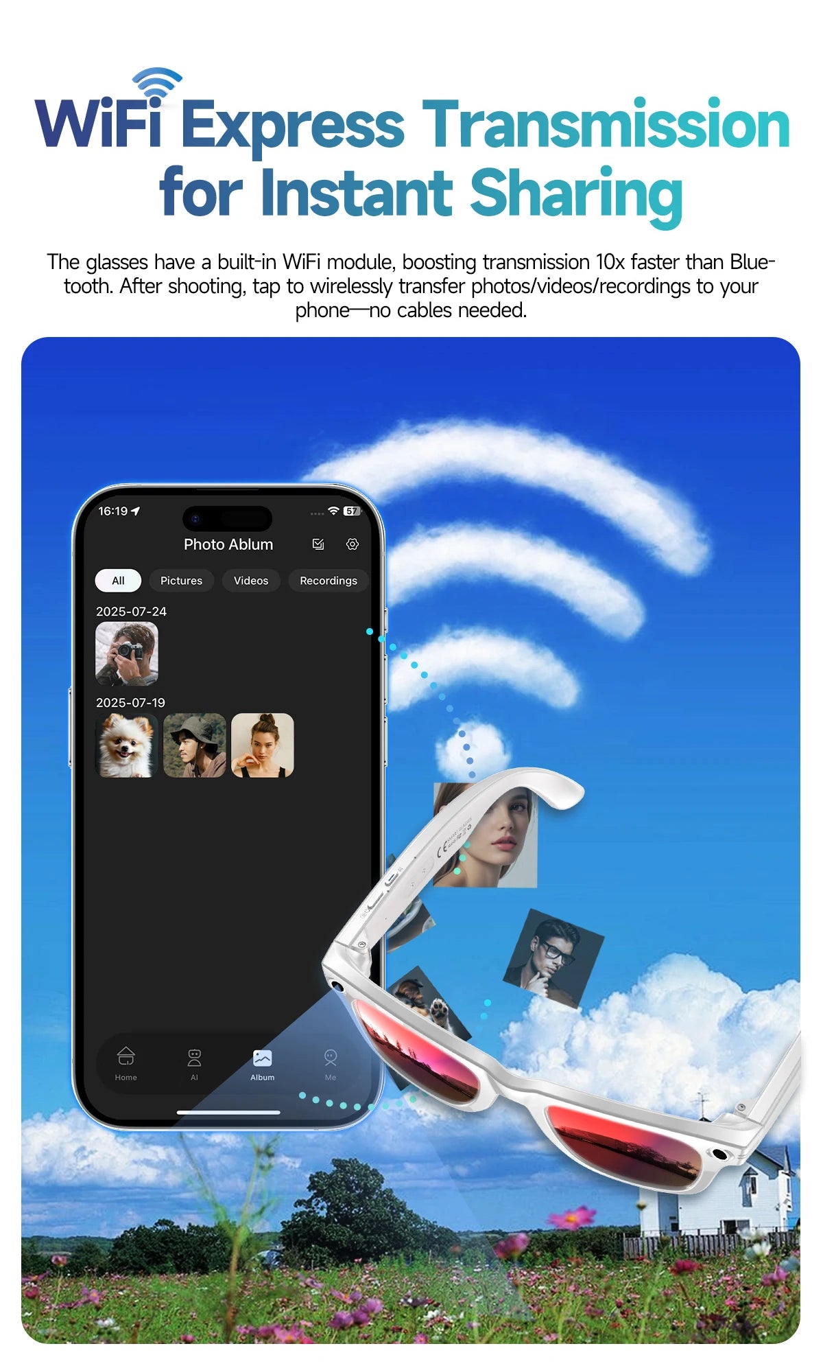 AI Smart Glasses with Camera, Calls & Translation