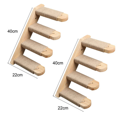 Wall-Mounted Cat Tree – Shelves, Scratcher & Hammock