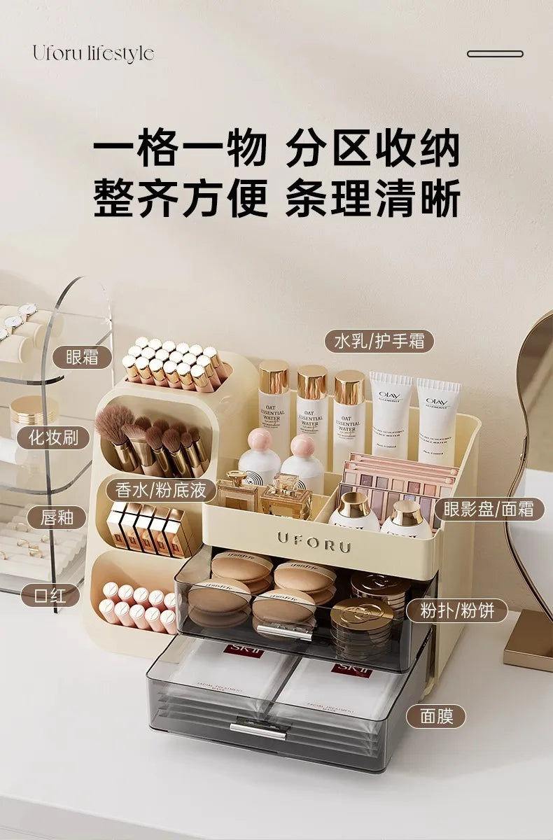 Desktop Cosmetics Storage Box – Dust-Proof & High-End