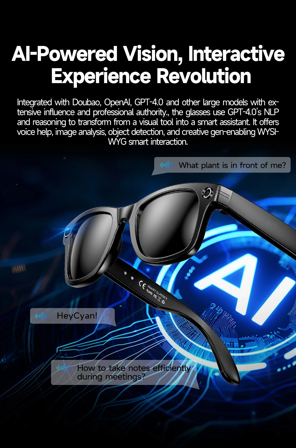 AI Smart Glasses with Camera, Calls & Translation