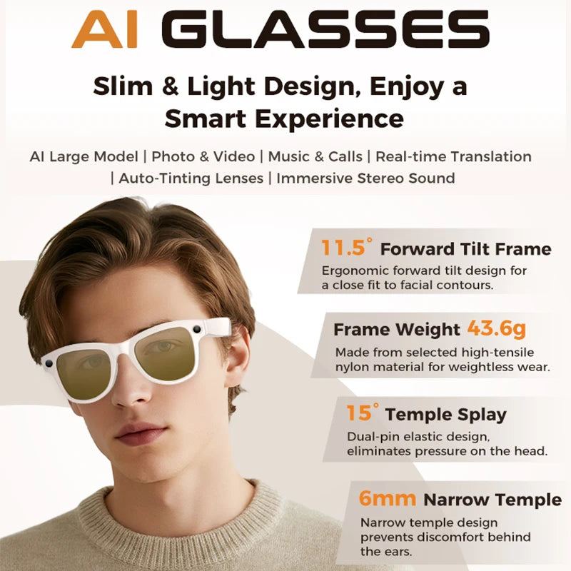 4K AI Smart Glasses with Camera & Translation