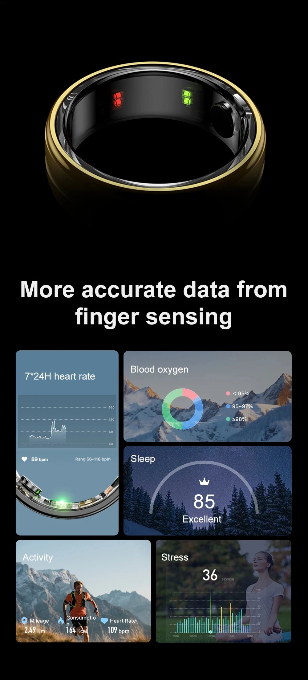 Smart Ring with Heart Rate & Sleep Monitor
