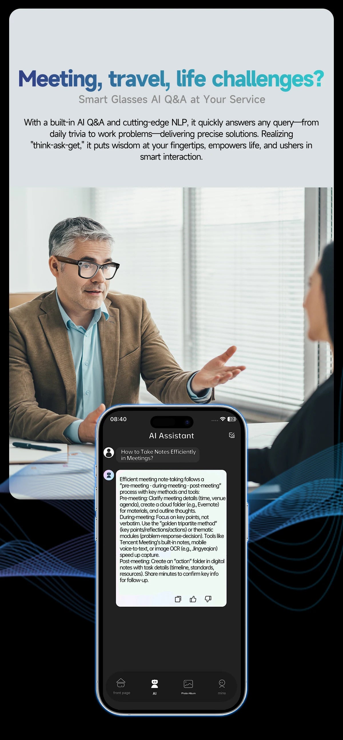 AI Smart Glasses with Camera, Calls & Translation